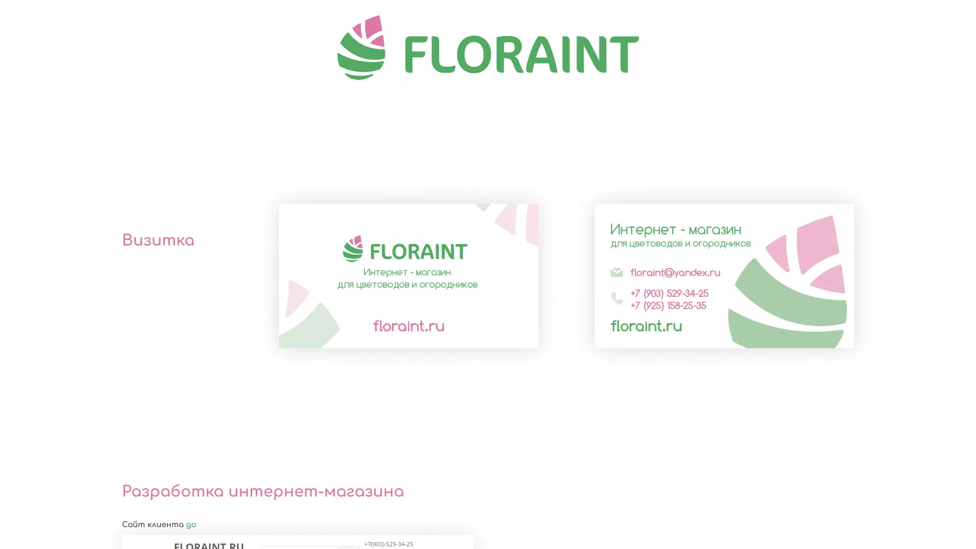 Создание логотипа и интернет-магазина «FLORAINT» в Красноармейске