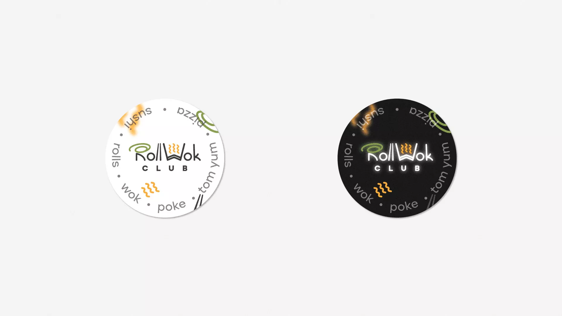 Разработка наклеек для суши-бара «Roll Wok Club» в Красноармейске
