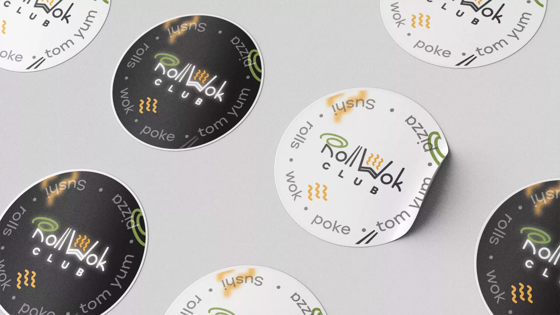 Разработка наклеек для суши-бара «Roll Wok Club» в Красноармейске